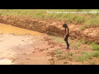 beautiful girl in mud